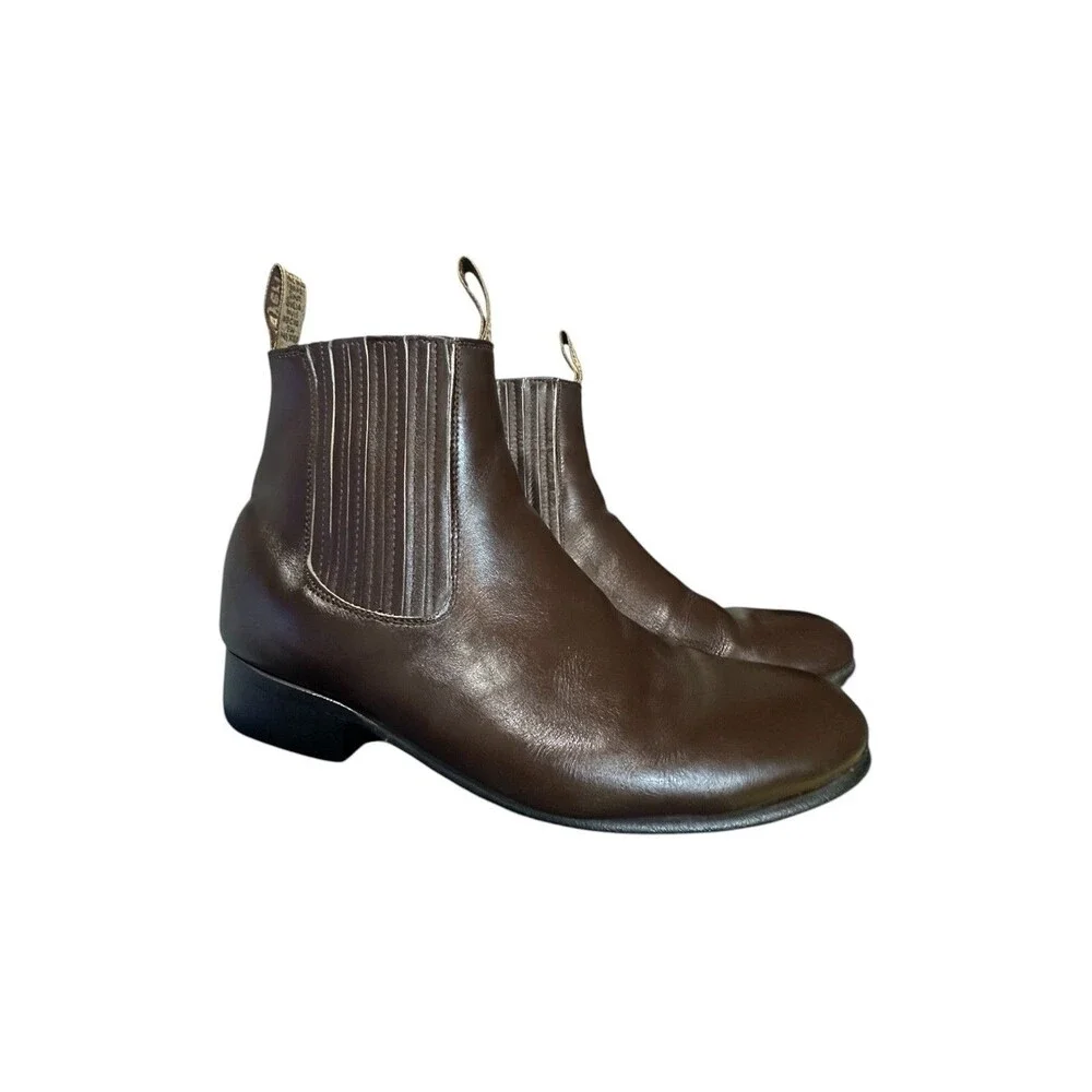 Frayeri Western Chelsea Ankle Stretch Boot Brown Leather Botina Mexico Sz 7 Mens